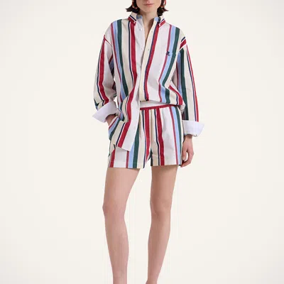 La Doublej Pull-up Shorts In Stripes Multicolor