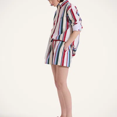 La Doublej Pull-up Shorts In Stripes Multicolor