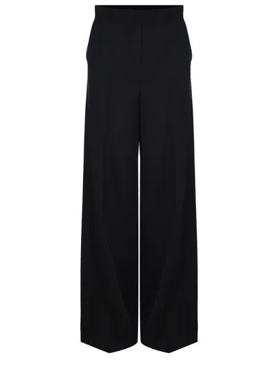 Max Mara Wide-leg Black Trousers In Compact Cady