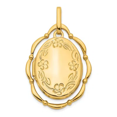 Diamond2deal 14k Yellow Gold Dancing Floral 24mm Oval Locket Pendant Pendant In Yellow