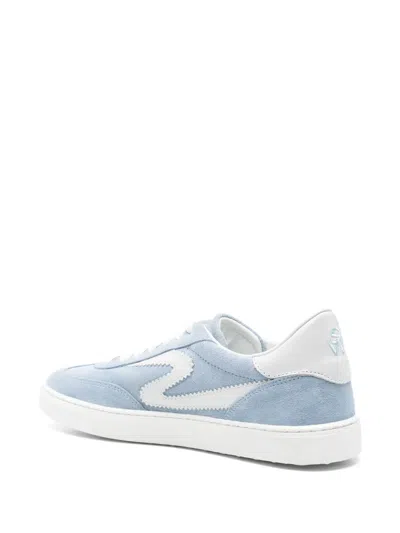 Stuart Weitzman Low Top Runaround Sneakers With Suede Finish In Blue