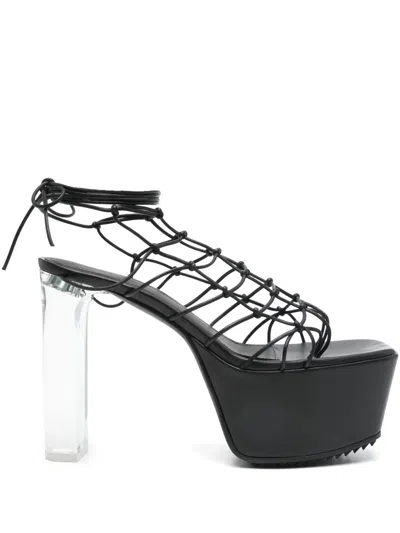 Rick Owens Black Hollywood Web Platform 65 Heeled Sandals