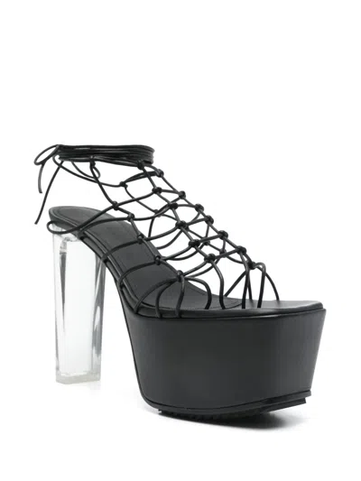 Rick Owens Black Hollywood Web Platform 65 Heeled Sandals
