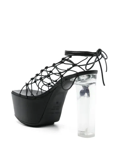 Rick Owens Black Hollywood Web Platform 65 Heeled Sandals