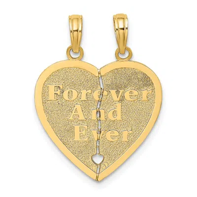 Diamond2deal 14k Yellow Gold Reversible Forever Ever Break-apart Heart Pendant In Yellow