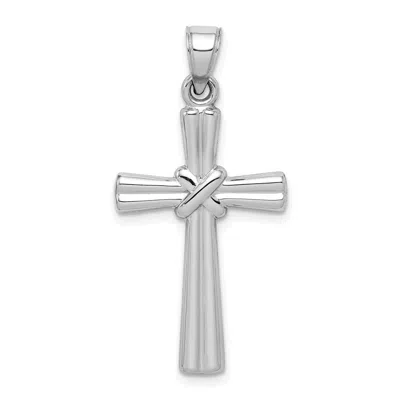 Diamond2deal 14k White Gold Hollow Cross Pendant In White