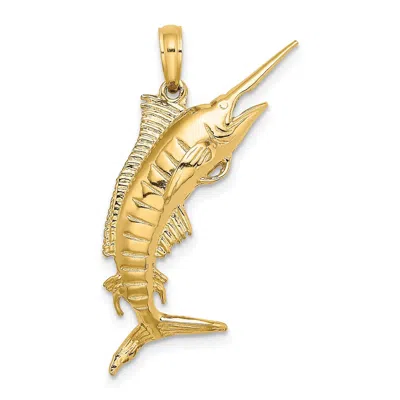 Diamond2deal 14k Yellow Gold 3-d Polished Blue Marlin Charm In Yellow
