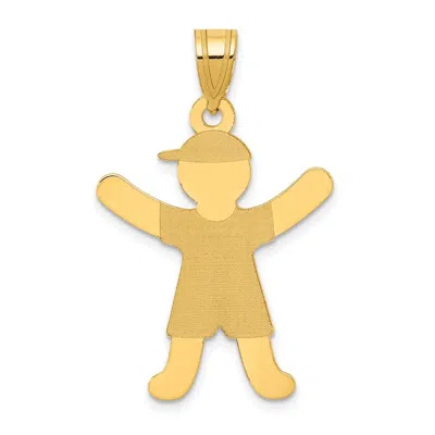 Diamond2deal 14k Yellow Gold Laser Polished Boy With Hat Charm In Yellow