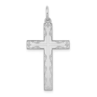 Diamond2deal 14k White Gold Laser Designed Cross Pendant In White