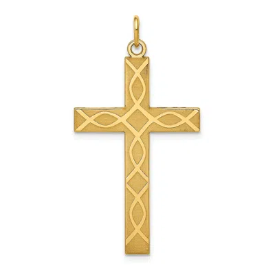 Diamond2deal 14k Yellow Gold Laser Designed Cross Pendant In Yellow