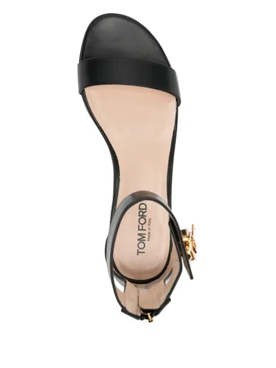 Tom Ford Embellished Leather Sandals In Black