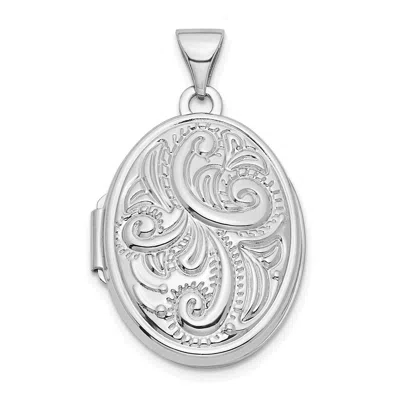 Diamond2deal 14k White Gold Swirl Design 21mm Oval Locket Pendant In White