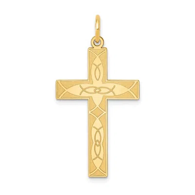 Diamond2deal 14k Yellow Gold Laser Designed Ichthus Cross Pendant In Yellow