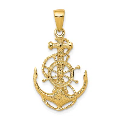Diamond2deal 14k Yellow Gold Medium Anchor Wheel Pendant In Yellow