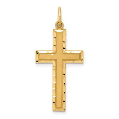 Diamond2deal 14k Yellow Gold Diamond-cut Cross Charm In Yellow