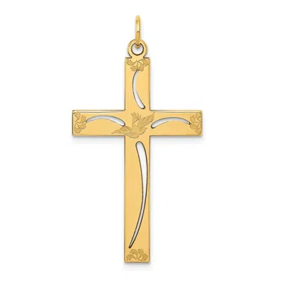 Diamond2deal 14k Yellow Gold Laser Designed Cross Pendant In Yellow