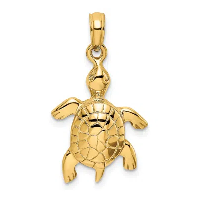 Diamond2deal 14k Yellow Gold Polished Turtle With Textured Shell Charm In Yellow