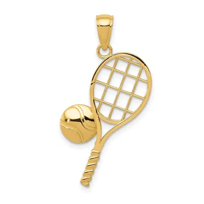 Diamond2deal 10k Yellow Gold Diamond-cut Tennis Racquet Charm In Yellow