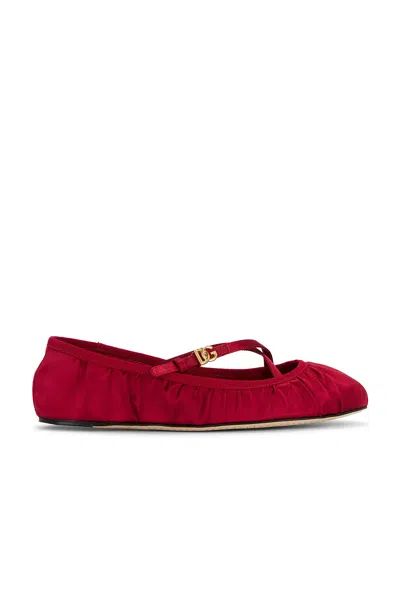 Dolce & Gabbana Satin Ballerina In Ruby