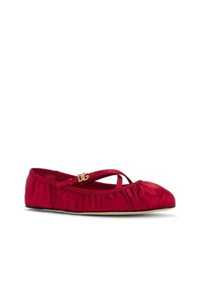 Dolce & Gabbana Satin Ballerina In Ruby