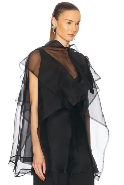 Khaite Santana Draped Silk-organza Top In Black