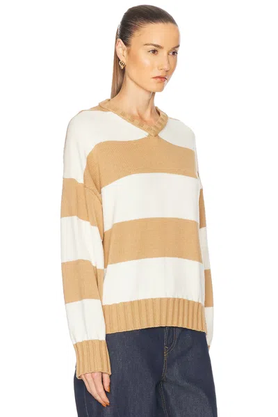 Solid & Striped The Reva Pullover Sweater In Camel Stripe