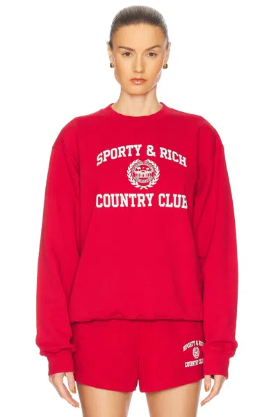 Sporty And Rich Sporty & Rich Varsity Crest Sweatshirt In Ruby