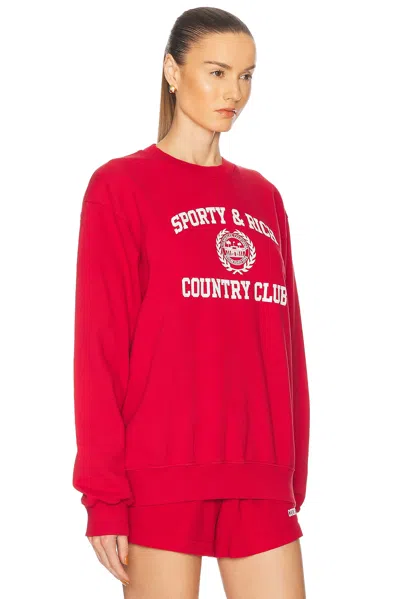 Sporty And Rich Sporty & Rich Varsity Crest Sweatshirt In Ruby