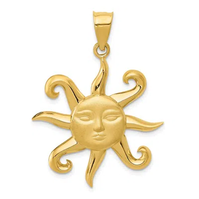 Diamond2deal 14k Yellow Gold Satin Polished Sun Pendant In Yellow