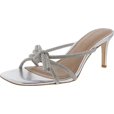 Bcbgeneration Selma Womens Rhinestone Manmade Slide In Silver