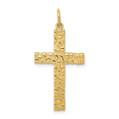 Diamond2deal 14k Yellow Gold Nugget Style Cross Pendant In Yellow