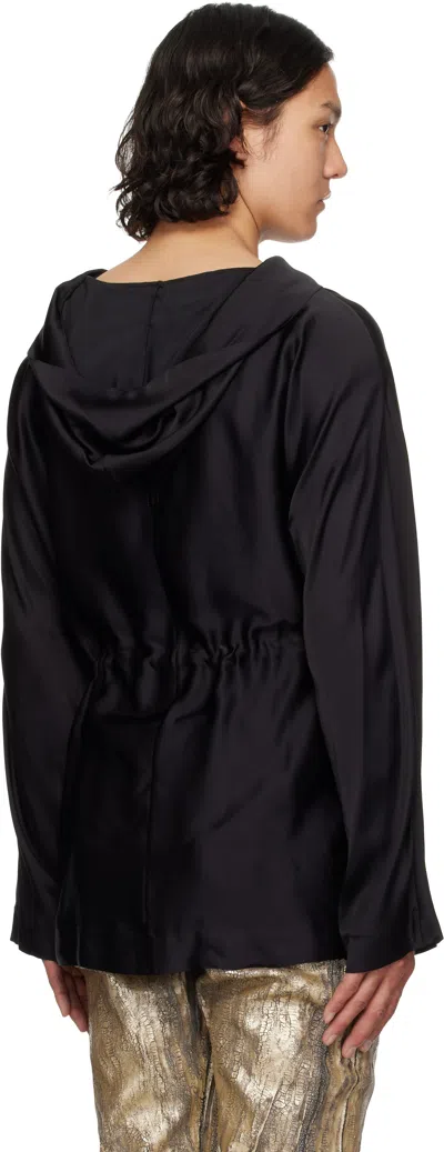 Rick Owens Black Hollywood Hooded Tunic Hoodie In 09 Black