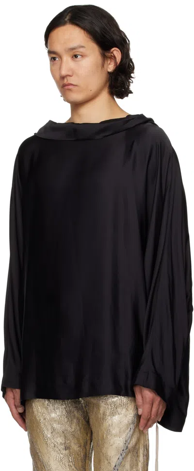 Rick Owens Black Hollywood Hooded Tunic Hoodie In 09 Black