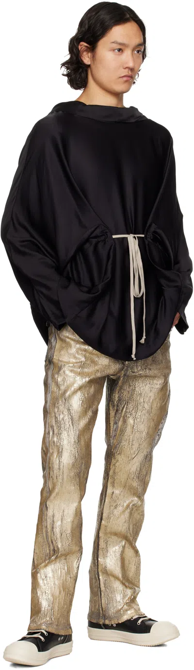 Rick Owens Black Hollywood Hooded Tunic Hoodie In 09 Black