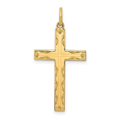 Diamond2deal 14k Yellow Gold Laser Designed Cross Pendant In Yellow
