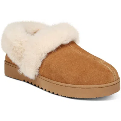 Style & Co Lolaa Womens Faux Fur Suede Loafer Slippers In Pink