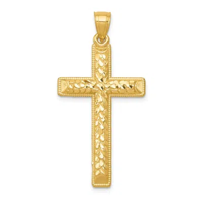 Diamond2deal 14k Yellow Gold Diamond-cut Latin Cross Pendant In Yellow