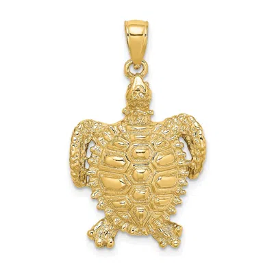 Diamond2deal 10k Yellow Gold 2-d Sea Turtle Spiny Shell Charm In Yellow