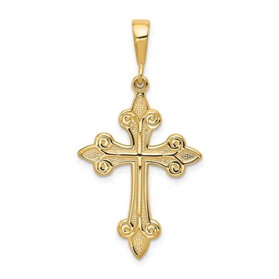Diamond2deal 14k Yellow Gold Fleur De Lis Cross Pendant In Yellow