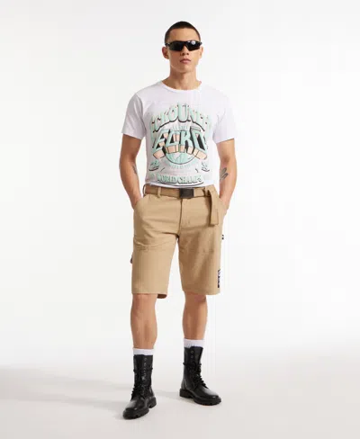 Ecko Unltd Keep Tabs On Belted Cargo Short In Khaki