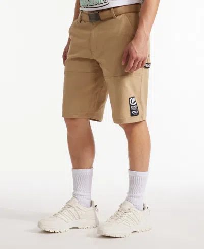 Ecko Unltd Keep Tabs On Belted Cargo Short In Khaki
