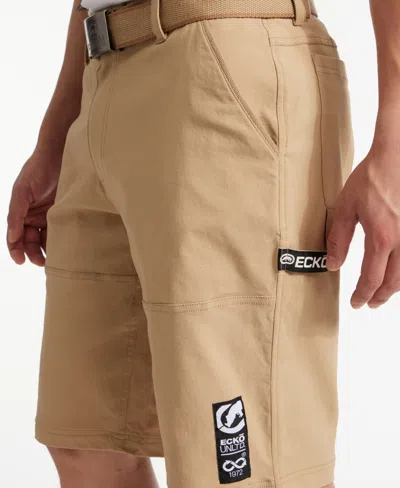Ecko Unltd Keep Tabs On Belted Cargo Short In Khaki
