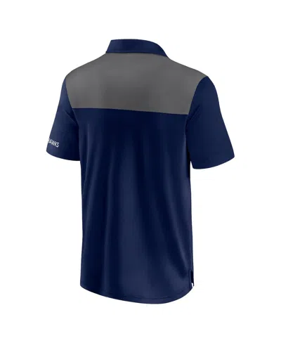Fanatics Men's Navy/gray Seattle Seahawks Color Block Polo Shirt In Navy,gray