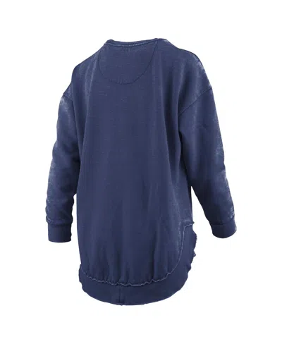 Pressbox Women's Navy Penn State Nittany Lions Melange Poncho Vintage Fleece Long Sleeve Pullover Sweatshirt In Navy