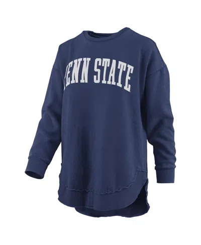 Pressbox Women's Navy Penn State Nittany Lions Melange Poncho Vintage Fleece Long Sleeve Pullover Sweatshirt In Navy