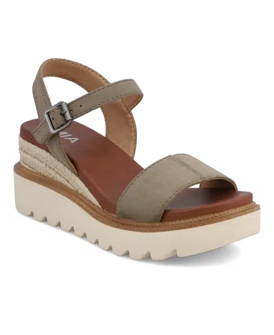 Mia Women's Ophidia Round Toe Wedge Sandals In Taupe