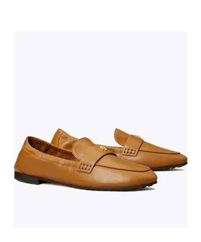 Tory Burch Logo-plaque Leather Loafers In Coconut Sugar