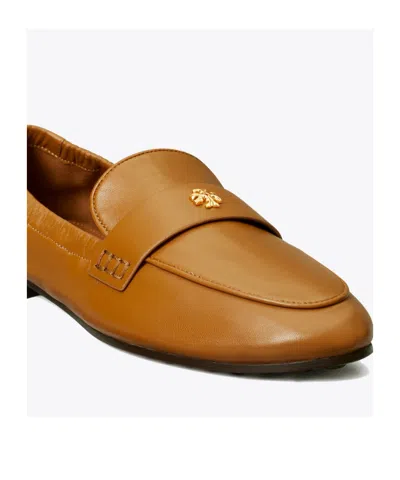 Tory Burch Logo-plaque Leather Loafers In Coconut Sugar