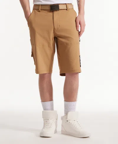 Ecko Unltd Keep Tabs On Belted Cargo Short In Dark Khaki