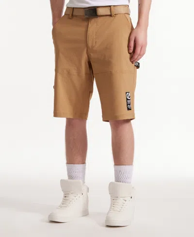 Ecko Unltd Keep Tabs On Belted Cargo Short In Dark Khaki